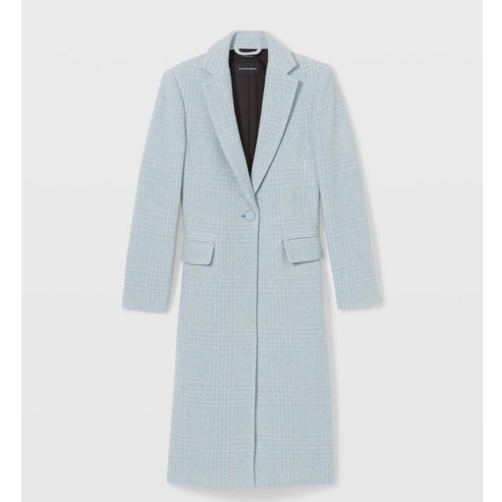NWT club monaco blue plaid tailored coat XXS